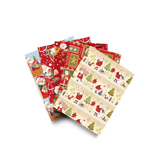 Geschenkpapier Set 10 Blatt Weihnachten Santa Claus von Magicamente Carta