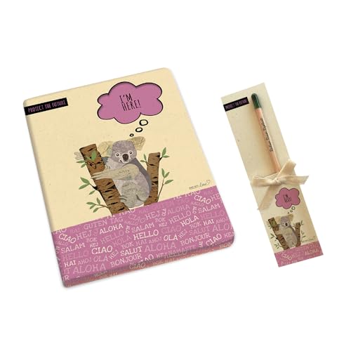 Magicamente Carta A5 Notizbuch mit goldenem Koala-Einband + passendem Stift, italienisches Papier mit hoher Grammatur, elegantes Set für Notizen, Tagebuch oder inspirierendes Geschenk, hergestellt in Magicamente Carta A5 Notizbuch mit goldenem Koala-Einband + passendem Stift, italienisches Papier mit hoher Grammatur, elegantes Set für Notizen, Tagebuch oder inspirierendes Geschenk, hergestellt in von Magicamente Carta