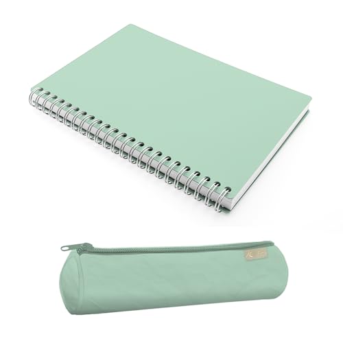 Magicamente Carta - Set A5 Notebook mit linierten Linien und Tombolino Federmäppchen aus waschbarem Papier, Spiralbindung, originelle Geschenkidee, perfekt für Notizen, Schule oder Arbeit, hergestellt von Magicamente Carta
