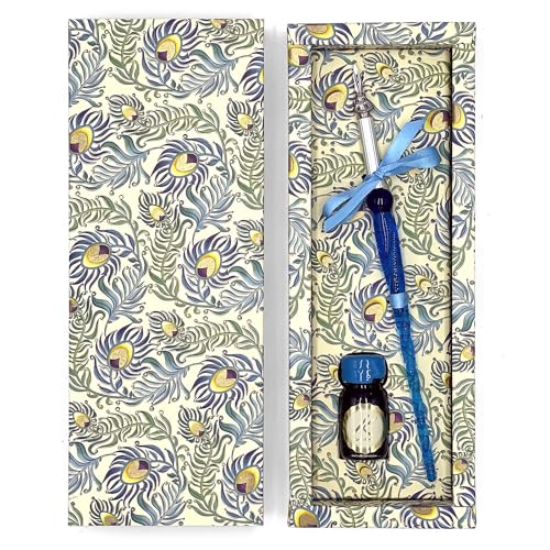 Magicamente Carta Set Füllfederhalter + Tinte 11 ml, Geschenkidee, Geschenkbox mit Goldpulver, Made in Italy, Motiv: Peacock von Magicamente Carta