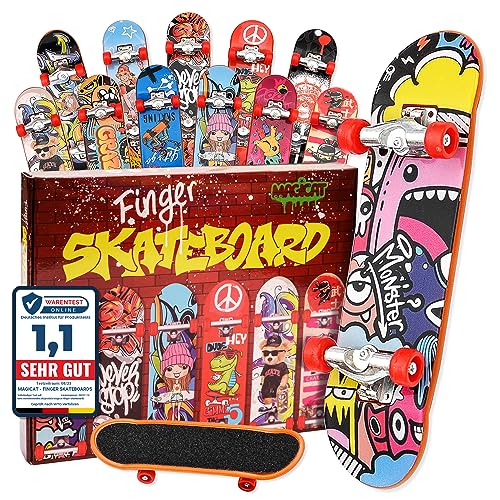 Magicat Finger Skateboard Set – 12 einzigartige Designs für endlosen Spaß! Das Top-Mitgebsel für Kindergeburtstage, getestet und bewertet mit 1,3 von Warentest Online! Kreative Fingerboard Spiele von Magicat