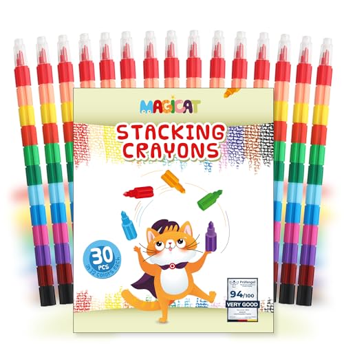 Magicat stapelbare Wachsmalstifte I 360 einzelne Buntstifte in 12 leuchtenden Farben I ideales Mitgebsel Kindergeburtstag 4 5 6 7 u. 8 Jahre & Ostergeschenke Kinder Set I Note 1,3 von Prüfengel! von Magicat