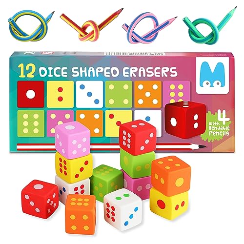 Magicat Würfel Radiergummi Set I 12 Stück Radiergummis Würfel für Kinder I 4 Biegebleistifte im Set I Tolles Spielzeug, Geschenk und Mitgebsel für Kindergeburtstag, Einschulung, Party Magicat Würfel Radiergummi Set I 12 Stück Radiergummis Würfel für Kinder I 4 Biegebleistifte im Set I Tolles Spielzeug, Geschenk und Mitgebsel für Kindergeburtstag, Einschulung, Party von Magicat