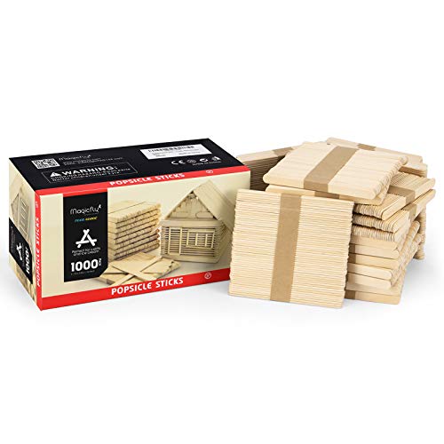 Magicfly 1000 Stück Eisstiele aus Holz, Stück Popsicle Sticks 114 x 10 x 2 mm Breit Holzstäbchen Holzspatel zum Basteln Magicfly 1000 Stück Eisstiele aus Holz, Stück Popsicle Sticks 114 x 10 x 2 mm Breit Holzstäbchen Holzspatel zum Basteln von Magicfly