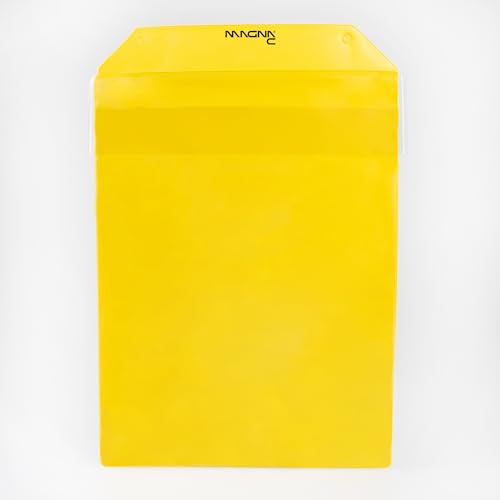 Magna-C® Magnettasche mit starkem Magnetband und Regenklappe | 220x300mm | DIN A4 | Ideal zur Dokumentenaufbewahrung (Gelb) von Magna-C