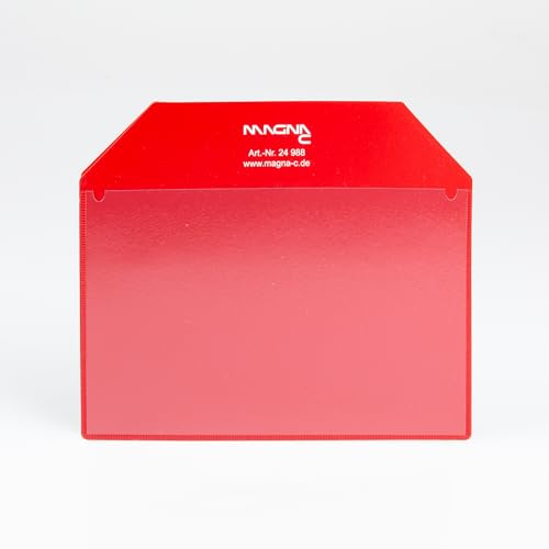 Magna-C® Magnettasche vollflächig magnetisch | 155 x 110 mm | DIN A6 quer | Ideal zur Dokumentenaufbewahrung (Rot) von Magna-C