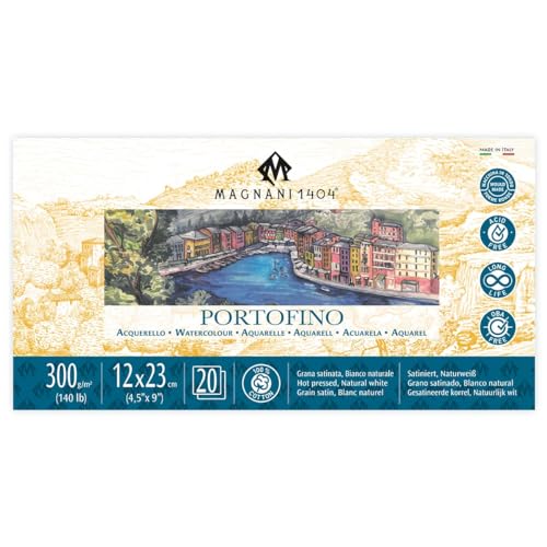 Magnani 1404 Italia Cold Press Aquarellpapier aus 100 % Baumwolle, 20 Blatt, 11,4 x 22,9 cm, 63,5 kg, säurefrei, UV-beständig, getdeckte Kanten, veganes Aquarellpapier für Künstler, hergestellt in Magnani 1404 Italia Cold Press Aquarellpapier aus 100 % Baumwolle, 20 Blatt, 11,4 x 22,9 cm, 63,5 kg, säurefrei, UV-beständig, getdeckte Kanten, veganes Aquarellpapier für Künstler, hergestellt in von Magnani 1404