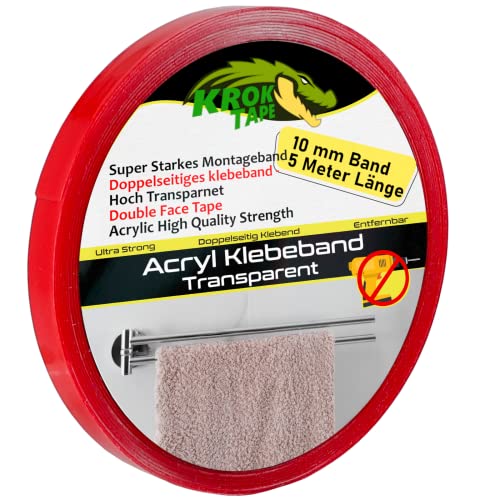 Magnet-Kauf Doppelseitiges Klebeband Transparent Acryl Tape Extra Stark Für Innen- und Außen Montage Acrylklebeband - Dauerhafte Klebekraft Montageband 5 Meter Länge (10mm x 5m) von Magnet-Kauf