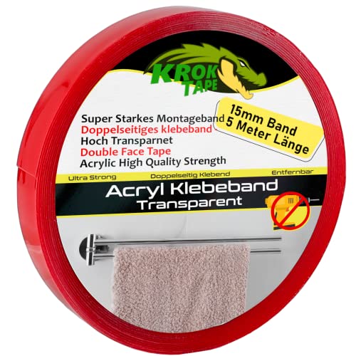 Magnet-Kauf Doppelseitiges Klebeband Transparent Acryl Tape Extra Stark Für Innen- und Außen Montage Acrylklebeband - Dauerhafte Klebekraft Montageband 5 Meter Länge (15mm x 5m) von Magnet-Kauf