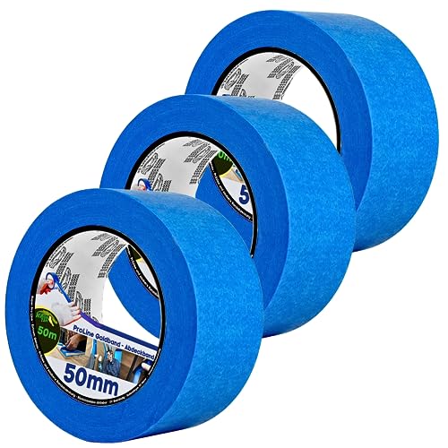 Magnet-Kauf Malerkrepp Malerband 50mm Blau Goldband Klebeband - KFZ Abklebeband 50m - Zum Lackieren Lack - Kroktape Fineline Tape [ 3 Rollen ] von Magnet-Kauf