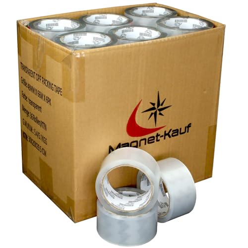 Magnet-Kauf 36 Rollen Paketklebeband Transparent Packetbandrollen Durchsichtig Klebeband 48mm x 66m Packband Paketband Klar Kartonband Stark Kleberolle Verpackungsband von Magnet-Kauf