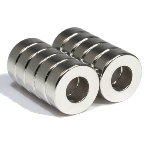 Neodym Magnet Mini Ringmagnete Mit Loch Bohrung 7mm - Ringmagnet 14mm x 5mm Scheiben Magnete Stark - Flach Rund -Stark (10) von Magnet-Kauf