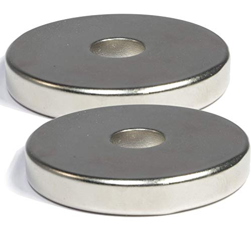 Neodym Ringmagnete Mit Loch - Magnet Bohrung 12mm - Runder Ring Magnet 50mm x 8mm Scheiben Magnete Stark - Flach Rund -Stark (2) von Magnet-Kauf