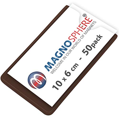 Magnetischer Etikettenhalter Einstecktasche für Labels/Etiketten, Größe 10 x 6cm - Set mit 50 Stück von Magnosphere
