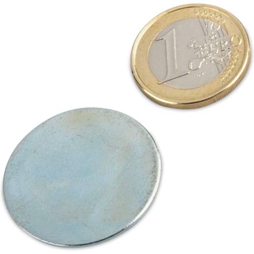 Metallscheiben selbstklebend Silber ohne Loch - aus Stahl (DC01) verzinkt - Ø30 x 2mm - Metallplättchen rund mit Doppelklebeband - Gegenstück/Haftgrund für Magnete (Ferro-magnetisch), Menge:20 Stück von Magnosphere