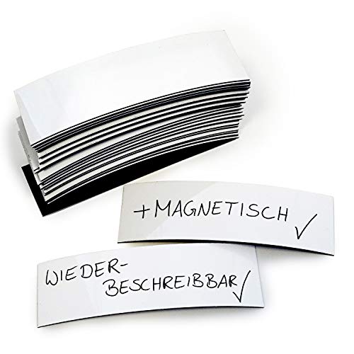 50 wiederbeschreibbare Magnet-Etiketten I 10 x 3 cm I magnetische Beschriftungsfolie Magnet-Streifen zum Beschriften I mag_206 von Magstick