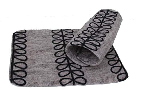 Maharanis Fairtrade Filz Set 2er Set 44 x 30 cm Reine Wolle grau Melange schwarz handgefertigt aus Reiner Wolle von Maharanis