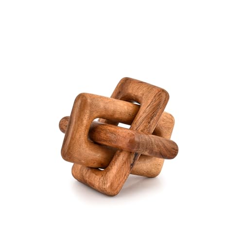 Mahasu Statue Holzkette mit 3 Gliedern für Heimdekoration, brauner Holzknoten, Couchtischdekoration, Landhaus-Kette, Knoten-Dekoration, Muttergeschenke (12,7 x 12,7 x 12,7 cm) von Mahasu