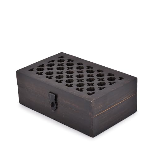 Schmuckschatulle aus Holz, Mangoholz, Schmuck-Organizer für Halsketten, Ohrringe, Ringe und Armbänder, perfekt für Männer und Frauen (20,2 x 12,7 x 7,62 cm) von Mahasu