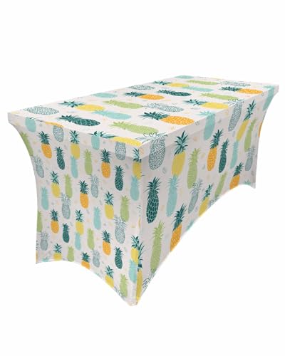 Mahcscha Tischdecke, rechteckig, Sommer, tropische Ananas, Frucht, dehnbar, Spandex, Tischschutz für Party, Event, Bankett, Hochzeit von Mahcscha