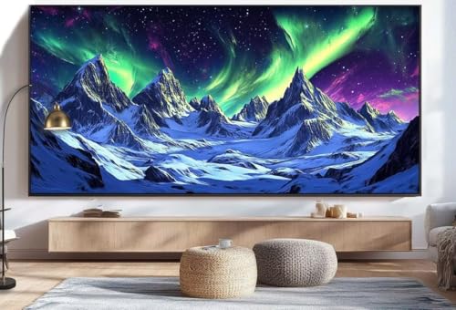 Diamond Painting Aurora Borealis Diamond Painting Groß xxl 70 X 140 cm Diamond Painting Winterlandschaft Diamant Painting Bilder Kinder 5D DIY Malen Nach Zahlen Erwachsene Stickerei für Wand Deko S250 von Mahoxua