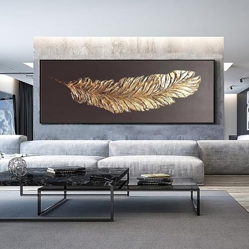 Diamond Painting Gold Federn Diamond Painting Erwachsene, Groß xxl 125 X 50 cm, Malen Nach Zahlen Erwachsene, DIY Diamant Painting Bilder Kinder, 5D Diamant-Malset, Home Wanddekoration Geschenke-289l von Mahoxua