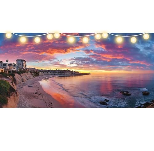 Diamond Painting Strand Diamond Painting Groß xxl (40 X 90 cm) Diamond Painting Sonnenuntergang Diamant Painting Bilder Kinder 5D DIY Malen Nach Zahlen Erwachsene Cross Stickerei für Wand Deko S512 von Mahoxua
