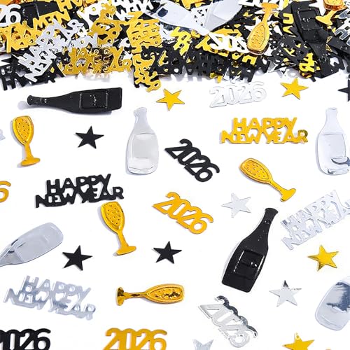 MaiLence 1000 Stück Silvester Konfetti 2026, Glitzer Schwarz Gold Konfetti Happy New Year Tischdeko, 2026 Happy New Year Deko, Streudeko Silvester Deko für Neujahr, Weihnachten MaiLence 1000 Stück Silvester Konfetti 2026, Glitzer Schwarz Gold Konfetti Happy New Year Tischdeko, 2026 Happy New Year Deko, Streudeko Silvester Deko für Neujahr, Weihnachten von MaiLence