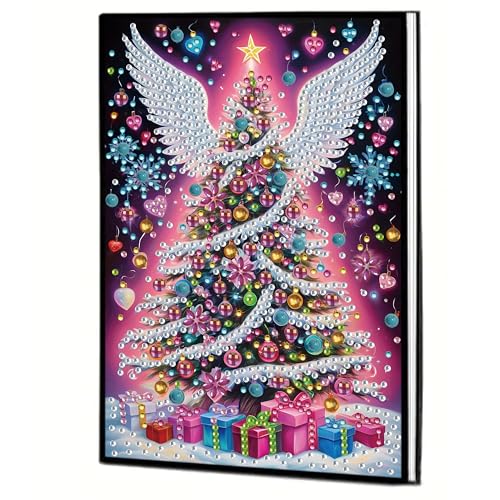 MaiYiYi 5D Angel Wings Diamond Art Notebooks, Christmas Tree Notebook Diamond Painting Arts Crafts Kit for Study Home Office Art Drawing (8.18 X5.70 in) von MaiYiYi