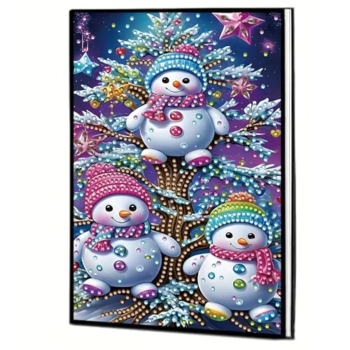 MaiYiYi 5D Christmas Snowman Diamond Art Notebooks, Christmas Tree Notebook Diamond Painting Arts Crafts Kit for Study Home Office Art Drawing (8.18 X5.70 in) von MaiYiYi
