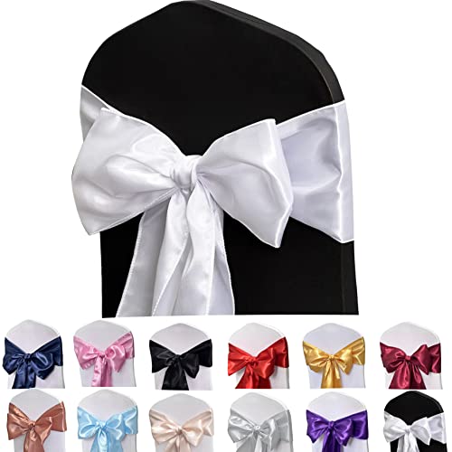Maiangel Stuhlschärpen aus Satin, Schleifen, 50 Stück, Stuhlbänder, Rückenschärpe für Hochzeit, Party, Veranstaltungen, Bankett, Stuhlbezug, Dekoration (weiß) von Maiangel