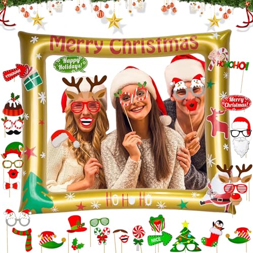 Fotorequisiten für Weihnachten, Weihnachten Fotobox Requisiten mit 32 Stück Weihnachten Foto Accessoires, Weihnachtsparty Aufblasbare Fotorahmen, Lustig für Weihnachtsfeier Dekoration Fotorequisiten für Weihnachten, Weihnachten Fotobox Requisiten mit 32 Stück Weihnachten Foto Accessoires, Weihnachtsparty Aufblasbare Fotorahmen, Lustig für Weihnachtsfeier Dekoration von MaibaoteMbt