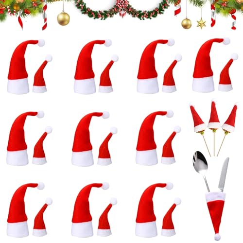MaibaoteMbt Mini Weihnachts Weinflasche Topper Hut, 20 Stück Mini Weihnachtsmütze Set, Weihnachten Vliestoff mütze, Santa Puppen Hut, Nikolausmütze für Tischdeko, Weihnachtsfeiern MaibaoteMbt Mini Weihnachts Weinflasche Topper Hut, 20 Stück Mini Weihnachtsmütze Set, Weihnachten Vliestoff mütze, Santa Puppen Hut, Nikolausmütze für Tischdeko, Weihnachtsfeiern von MaibaoteMbt