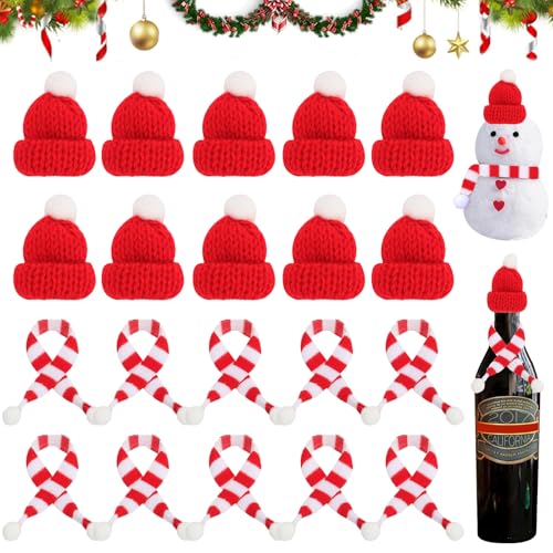 MaibaoteMbt Mini Weihnachts Weinflasche Topper Hut, 20 Stück Mini Weihnachtsmütze und Schal Set, Weihnachten Strickmütze, Santa Puppen Hut, Nikolausmütze für Tischdeko, Weihnachtsfeiern MaibaoteMbt Mini Weihnachts Weinflasche Topper Hut, 20 Stück Mini Weihnachtsmütze und Schal Set, Weihnachten Strickmütze, Santa Puppen Hut, Nikolausmütze für Tischdeko, Weihnachtsfeiern von MaibaoteMbt