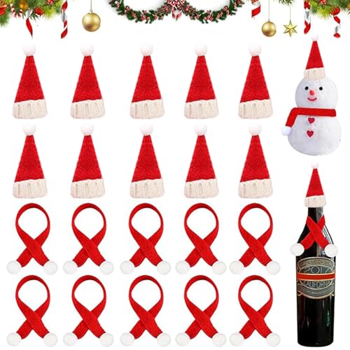 MaibaoteMbt Mini Weihnachts Weinflasche Topper Hut, 20 Stück Mini Weihnachtsmütze Set, Weihnachten Vliestoff mütze, Santa Puppen Hut, Nikolausmütze für Tischdeko, Weihnachtsfeiern MaibaoteMbt Mini Weihnachts Weinflasche Topper Hut, 20 Stück Mini Weihnachtsmütze Set, Weihnachten Vliestoff mütze, Santa Puppen Hut, Nikolausmütze für Tischdeko, Weihnachtsfeiern von MaibaoteMbt