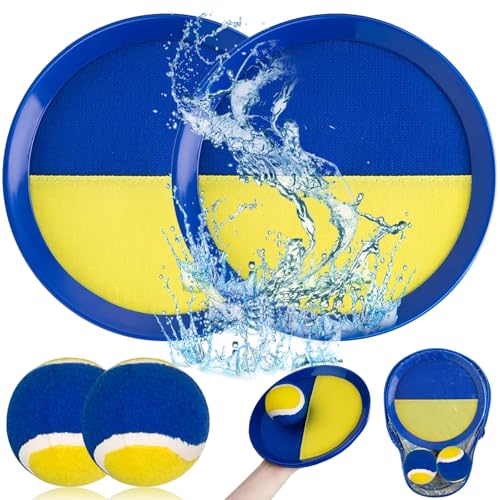 Wurfspiel Wasserdicht Ball, Klettballspiel für Kinder, Toss und Catch Ball, Klettball Pool Spielzeug, 2 Paddel und 2 Bälle mit 1 Aufbewahrungstasche, ab 3 4 5 6 7 Jahren für Junge Mädchen (Blau+Gelb) Wurfspiel Wasserdicht Ball, Klettballspiel für Kinder, Toss und Catch Ball, Klettball Pool Spielzeug, 2 Paddel und 2 Bälle mit 1 Aufbewahrungstasche, ab 3 4 5 6 7 Jahren für Junge Mädchen (Blau+Gelb) von MaibaoteMbt