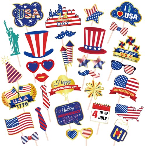 Maicaiffe Independence Day Photo Booth Props – 30 Stück 4. Juli Amerikanische Selfie-Requisiten – Nationalfeiertag, patriotischer amerikanischer Gedenktag, Familienparty-Dekorationen Maicaiffe Independence Day Photo Booth Props – 30 Stück 4. Juli Amerikanische Selfie-Requisiten – Nationalfeiertag, patriotischer amerikanischer Gedenktag, Familienparty-Dekorationen von Maicaiffe