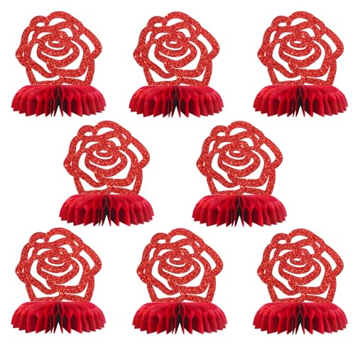 Tischaufsätze mit Rosenblüten und Wabenmuster, glitzernd, 8 Stück, Hochzeit, Verlobung, Geburtstag, Party, Dekoration Tischaufsätze mit Rosenblüten und Wabenmuster, glitzernd, 8 Stück, Hochzeit, Verlobung, Geburtstag, Party, Dekoration von Maicaiffe