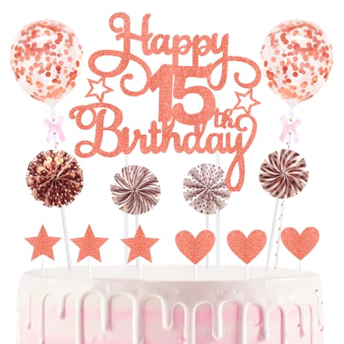 15th Geburtstag Kuchen Dekoration Kuchen Toppers Birthday Torten Dekoration Sternen Herz Papierfächer Ballon Torte Toppers Kuchendeko für 15. Geburtstag Dekorationen Party Zubehör 15th Geburtstag Kuchen Dekoration Kuchen Toppers Birthday Torten Dekoration Sternen Herz Papierfächer Ballon Torte Toppers Kuchendeko für 15. Geburtstag Dekorationen Party Zubehör von Maigendoo