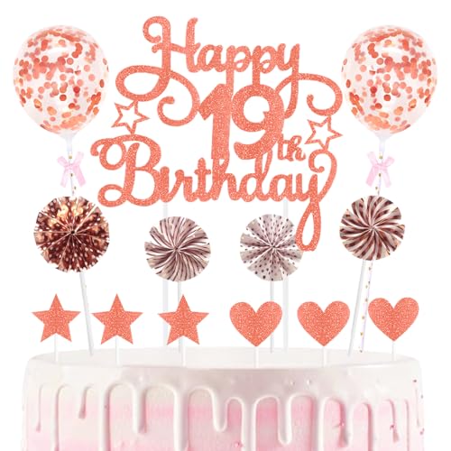 19th Geburtstag Kuchen Dekoration Kuchen Toppers Birthday Torten Dekoration Sternen Herz Papierfächer Ballon Torte Toppers Kuchendeko für 19. Geburtstag Dekorationen Party Zubehör 19th Geburtstag Kuchen Dekoration Kuchen Toppers Birthday Torten Dekoration Sternen Herz Papierfächer Ballon Torte Toppers Kuchendeko für 19. Geburtstag Dekorationen Party Zubehör von Maigendoo