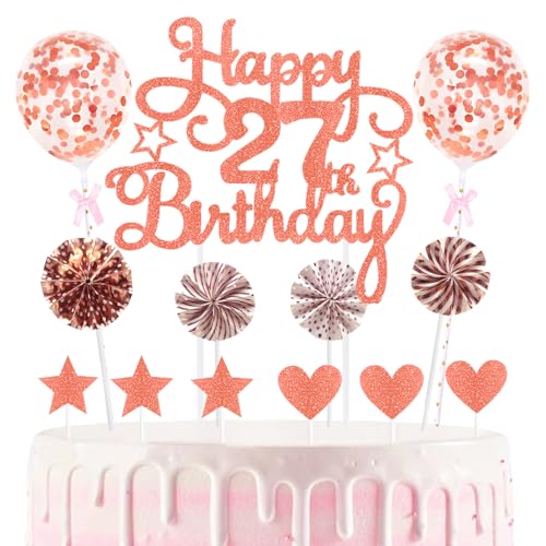 27th Geburtstag Kuchen Dekoration Kuchen Toppers Zahl Kerzen Birthday Torten Dekoration Sternen Herz Papierfächer Ballon Torte Toppers Kuchendeko für 27. Geburtstag Dekorationen Party Zubehör 27th Geburtstag Kuchen Dekoration Kuchen Toppers Zahl Kerzen Birthday Torten Dekoration Sternen Herz Papierfächer Ballon Torte Toppers Kuchendeko für 27. Geburtstag Dekorationen Party Zubehör von Maigendoo