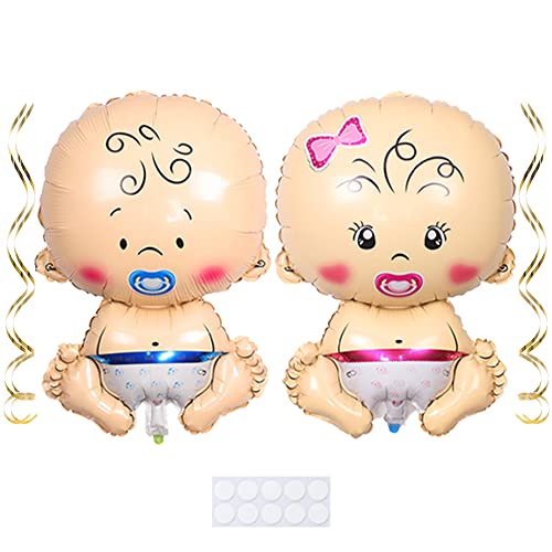 Maigendoo 2 Stück Baby Form Girl Boy Deko Babyparty Deko Set Geschenk zur Geburt eines Mädchen Jungen It's a Girl/Boy Geburt Folienballon Heliumballon Taufe Deko Balloon Baby Shower Dekorationen von Maigendoo