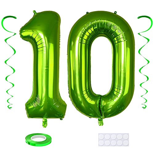 Maigendoo Grün 10 Luftballon Zahlen Riesen Zahl Folienballon mit Wirbel Dekorationen Große 10. Nummer Folienmylar Ballons 40 Zoll Ballons zum 10th Geburtstagsdeko Jubiläum Dekoration, XXL Maigendoo Grün 10 Luftballon Zahlen Riesen Zahl Folienballon mit Wirbel Dekorationen Große 10. Nummer Folienmylar Ballons 40 Zoll Ballons zum 10th Geburtstagsdeko Jubiläum Dekoration, XXL von Maigendoo
