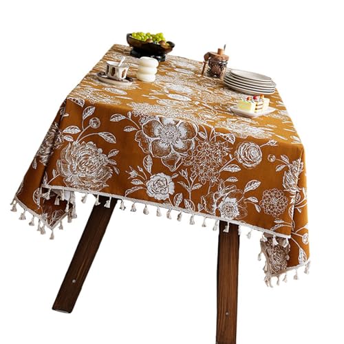 Maigridy Hochwertige Tischdecke mit Blumenmuster, schmutzabweisend, leicht zu reinigen, strapazierfähiges Polyester, für die meisten Tische, wasserfeste Polyester-Tischdecke von Maigridy