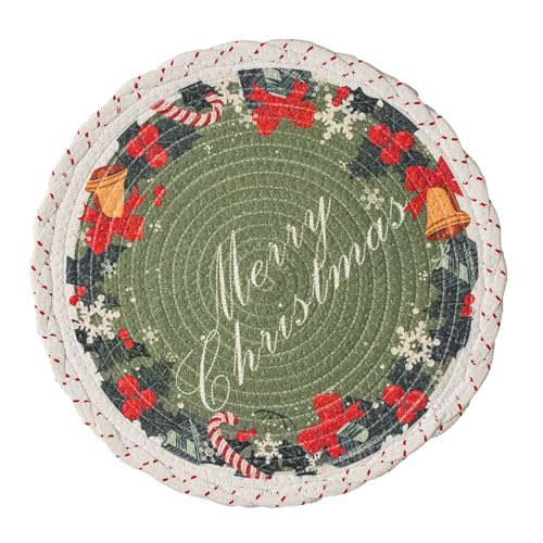 Rundes Tischset mit Winterblumen, auslaufsicher, wiederverwendbar, Dekoration, Winter-Schneeflocken-Platzdeckchen Rundes Tischset mit Winterblumen, auslaufsicher, wiederverwendbar, Dekoration, Winter-Schneeflocken-Platzdeckchen von Maigridy