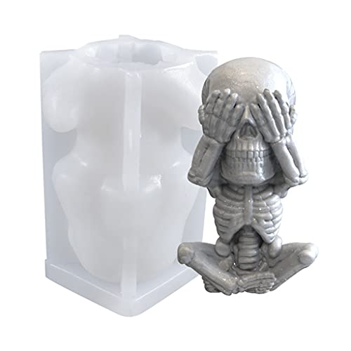 Totenkopf-Epoxidharz-Form, Halloween, lustige Skelett-Modellierung, Gips, Seife, Gießwerkzeuge, Epoxidharz-Formen, Silikon-Set von Maigridy