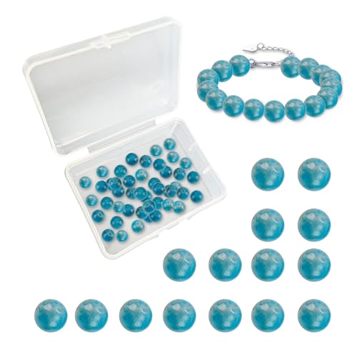 MaikcQ 60 Stück Natürliche Apatit Perlen mit Loch, Seeblaue Apatit-Perlen, Perlen zum Auffädeln, 6.5 mm runde Steinperlen, geeignet für die Herstellung von DIY von MaikcQ