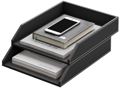 Mailain 2 Stück Briefablage Stapelbar, A4 Papierablage Dokumentenablage, Büro aktenablage Ablage für Schreibtisch, Schwarz Mailain 2 Stück Briefablage Stapelbar, A4 Papierablage Dokumentenablage, Büro aktenablage Ablage für Schreibtisch, Schwarz von Mailain