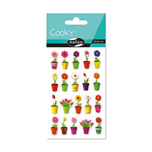 Maildor 560415C Packung mit Stickers Cooky 3D (1 Bogen, 7,5 x 12 cm, ideal zum Dekorieren, Sammeln oder Verschenken, Blumen) 1 Pack von Maildor
