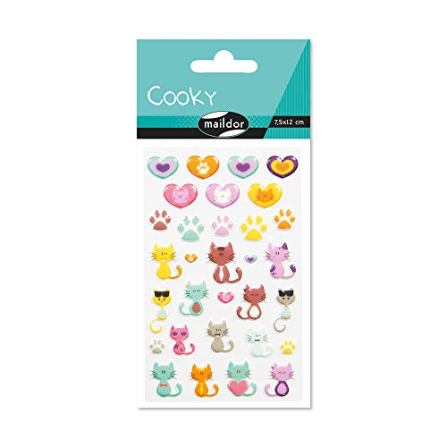 Maildor 560500C Packung mit Stickers Cooky 3D (1 Bogen, 7,5 x 12 cm, ideal zum Dekorieren, Sammeln oder Verschenken, Katze) 1 Pack von Maildor